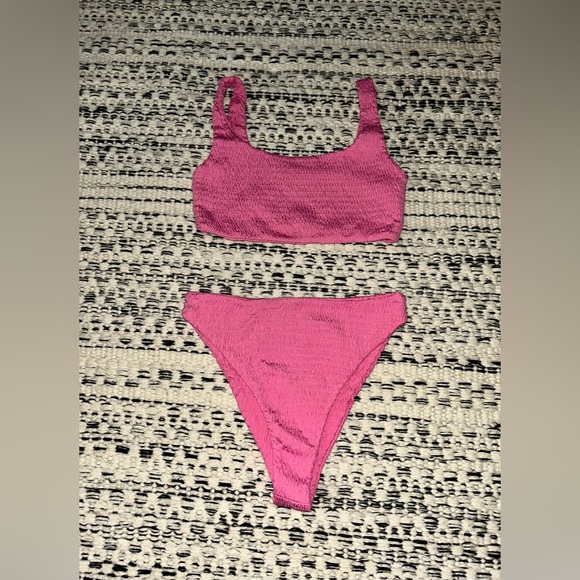 🆕 2/$75 NWT Naked Wardrobe | 2 Piece Smocked Bikini | Pink | Size Large - Picture 3 of 12